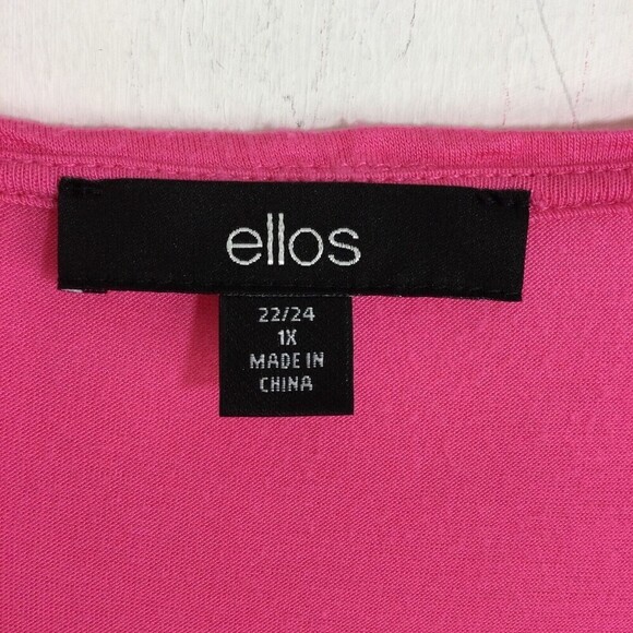 Ellos Womens Striped Short Sleeve Round Neck Tunic Blouse Top Pink Plus Size 1X - Picture 4 of 6